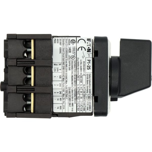 P1-25/E On-Off switch, P1, 25 A, flush mounting, 3 pole, with black thumb grip and front plate image 8