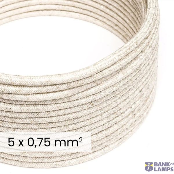 DALI Textile electrical cable 5x0.75 mm² in Natural White Linen - Wire for designer lighting RN01 image 1