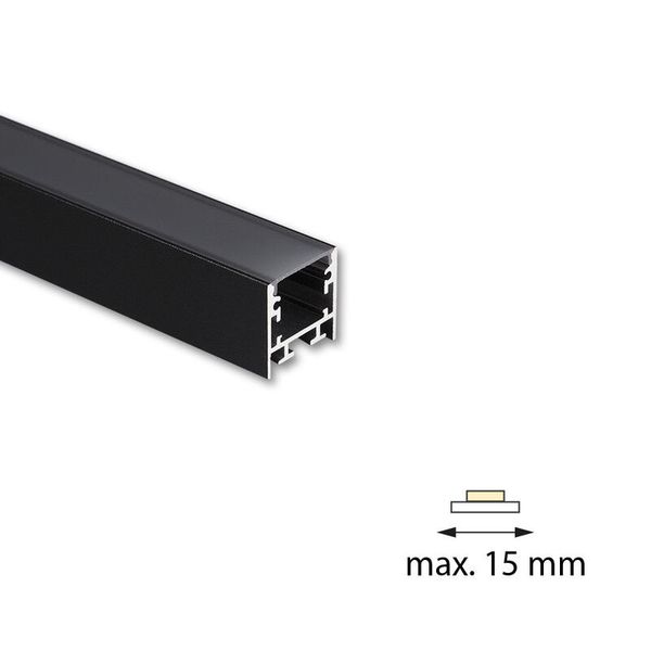 Attached aluminum profile PC1, 25x25mm, including diffuser, 1m black image 1