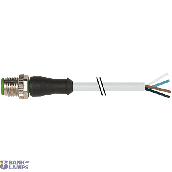 M12 male 0° A-cod. with cable PUR 4x0.34 gy 6m image 1