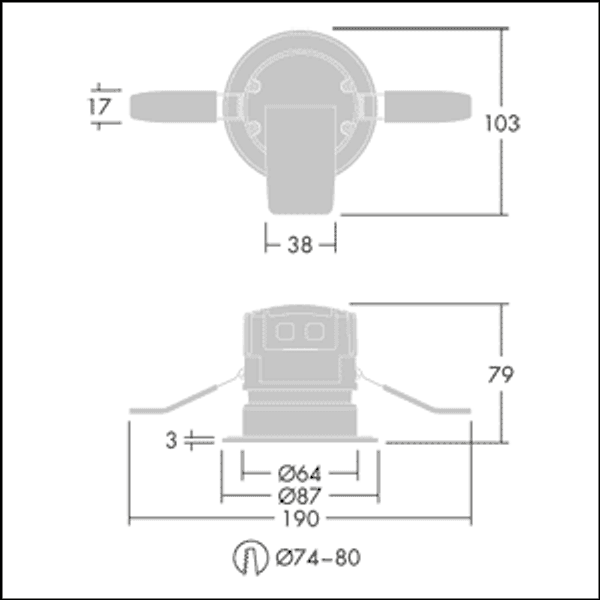 CHAL 74 LED550-840 WFL IP65 WHM - LED Downlight image 3