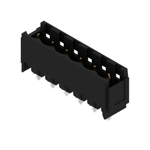 PCB plug-in connector, male header, Dovetails for fixing blocks, THT solder connection, 5.08 mm, Number of poles: 6, 180°, Solder pin length (l): 3.2 mm, Au (Gold), black, Box image 1