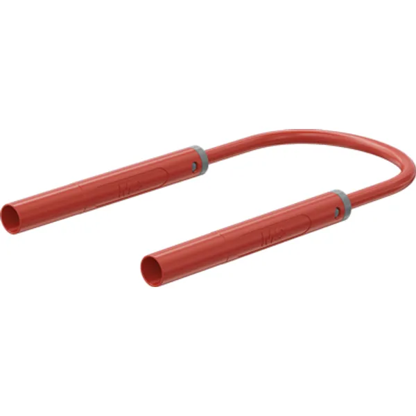 Safety measuring lead with (4 mm lamella plug, straight) to (4 mm lamella plug, straight), 0.5 m, red, PVC, 1.0 mm², CAT II, 66.1053-05022 image 1