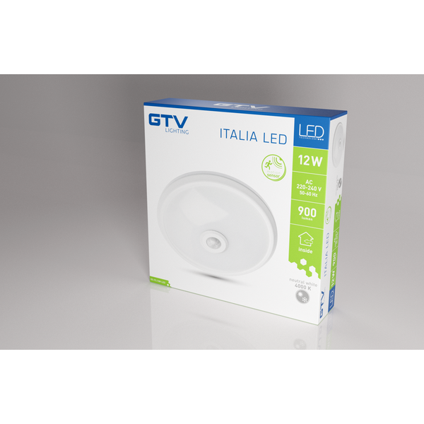 LED luminaire ITALIA with motion sensor, 12 W, 900 lm, 4000K, AC220-240V, IP20, 360°, round image 2