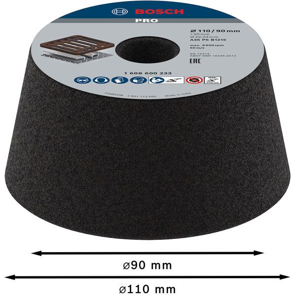 Conical cup wheel – Metal/cast iron 90 mm, 110 mm, 55 mm, 36 image 2