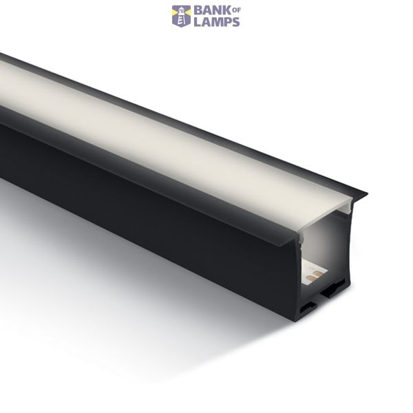 BLACK RECESSED PROFILE 2m + PC OPAL DIFFUSER image 1