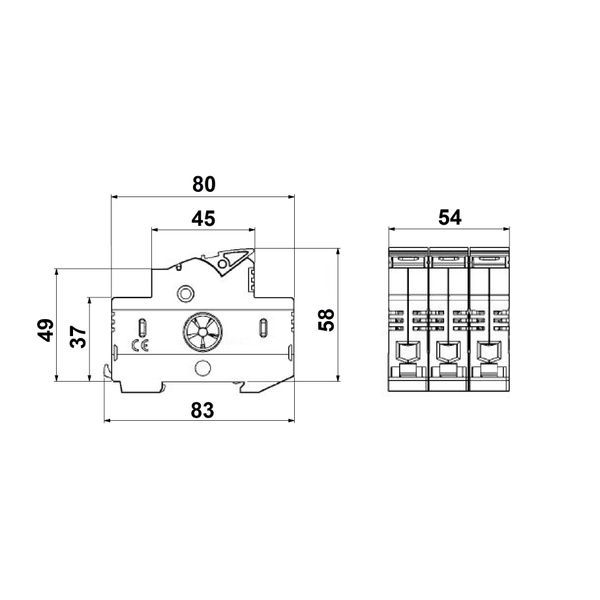 Holder for cylindrical fuse links 32A, 3-polig, 690V (The price is shown without markup on metals. Request a quote for accurate information) image 2