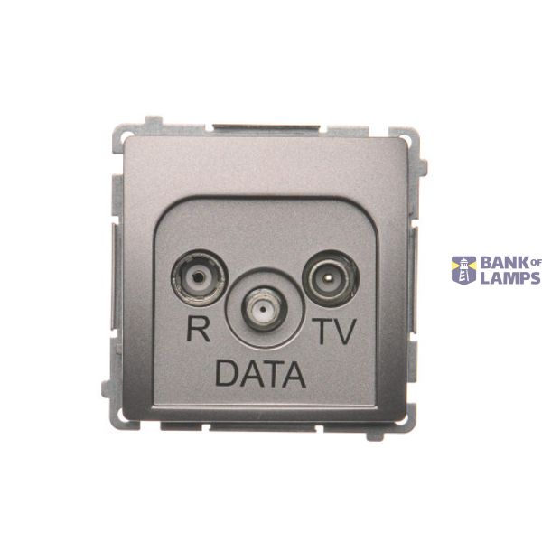 R-TV-DATA socket, atten.: 10dB, Inox, metallized image 1