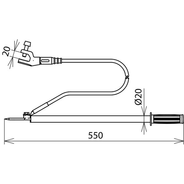 Disch. device, contact/coupling electr. single-pole, L=465mm w. earthi image 2