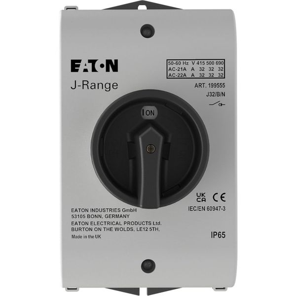 J32/B/N Main switch, 32 A, surface mounting, 3 pole + N, STOP function, With black rotary handle and locking ring, Lockable in the 0 (Off) position image 11
