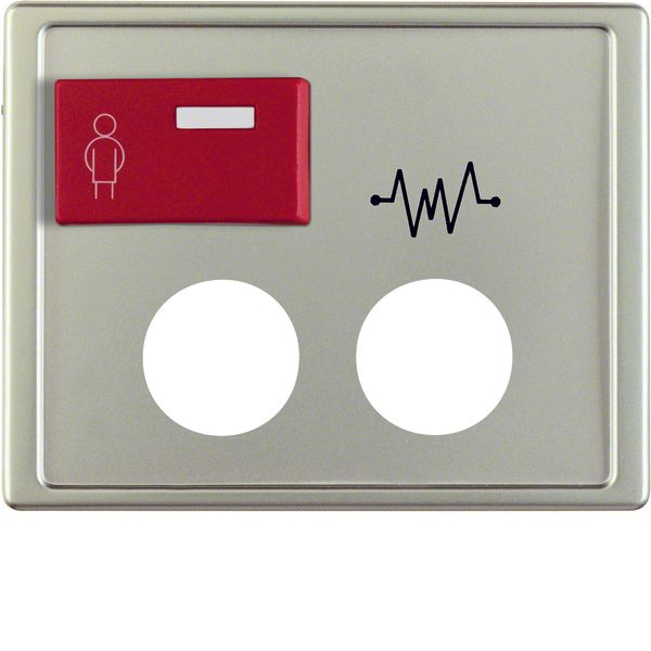 Centre plate 2 plug-in openings, imprint+red button at top, arsys stee image 1