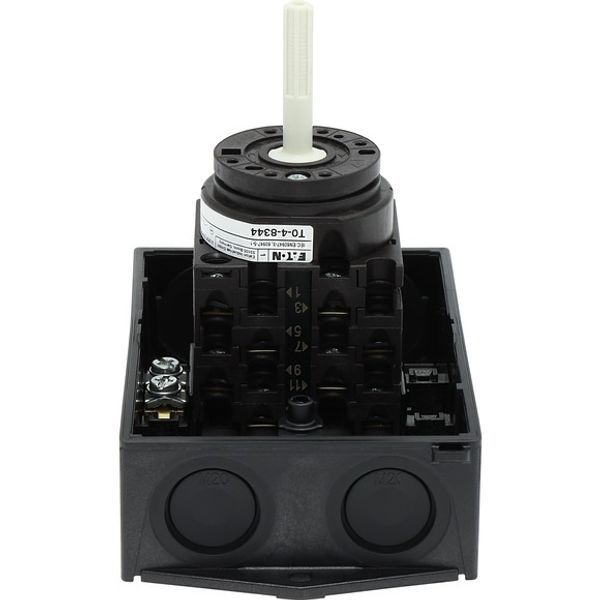 T0-4-8344/I1/SVB Main switch, T0, 20 A, surface mounting, 4 contact unit(s), 8-pole, Emergency switching off function, With red rotary handle and yellow locking ring, image 7