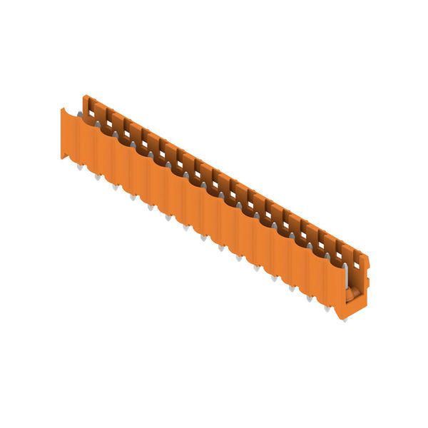 PCB plug-in connector, male header, open side, THT solder connection, 5.00 mm, Number of poles: 16, 180°, Solder pin length (l): 3.2 mm, tinned, orange, Box image 3