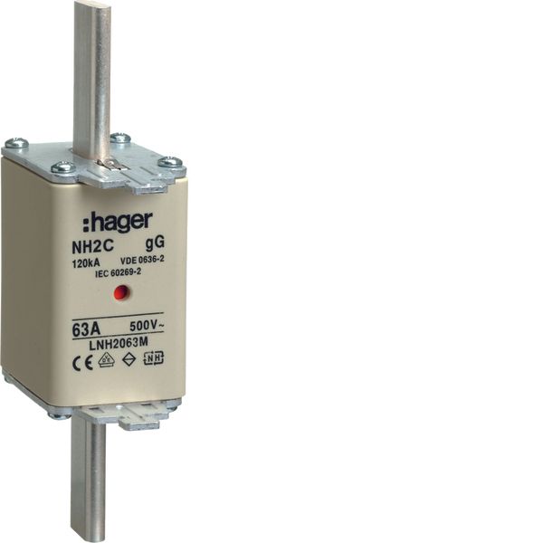 NH fuse NH2C gG 500V 63A central indic. image 1