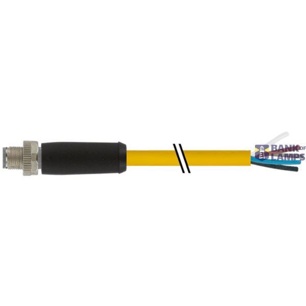 M12 Power male 0° L-cod. with cable PUR 5x1.5 ye UL/CSA+drag ch. 1m image 2