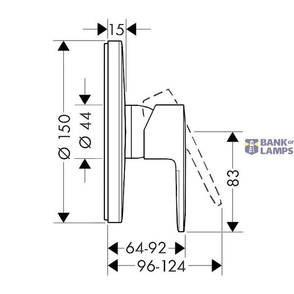 Vernis Blend built-in shower mixer, surface-mounted, matte black image 2