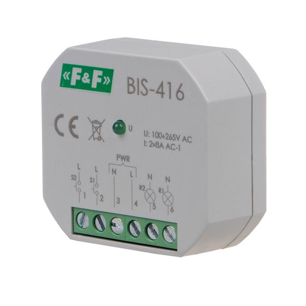 Bistable, flush-mounted relay, two independent control circuits image 1