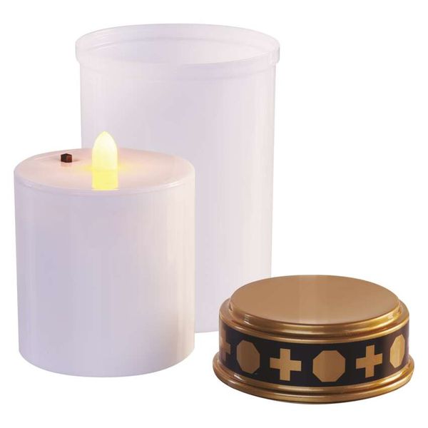 LED grave candle, 12.5 cm, 2x C, outdoor and indoor, vintage, timer image 1