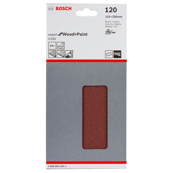 C430 sanding sheet, pack of 10 115 x 230 mm, 120 image 1
