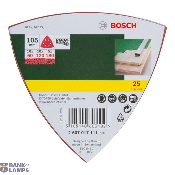 25-piece sanding sheet set for delta sanders, grit 60, 120, 180 105 mm image 1