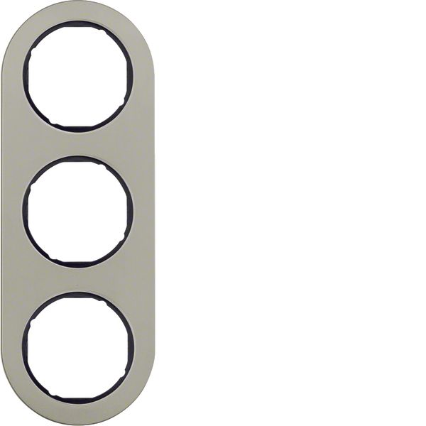 Frame 3gang, R.classic, stainless steel/black, metal matt finish image 1