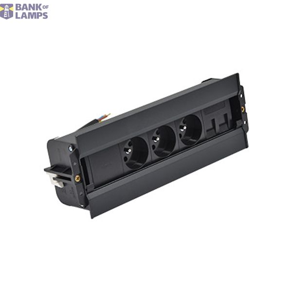 Mediaport Spinner: 3x250V E type + 2xRJ45 plate with Keystone mounting; 10 cm cable; black image 1