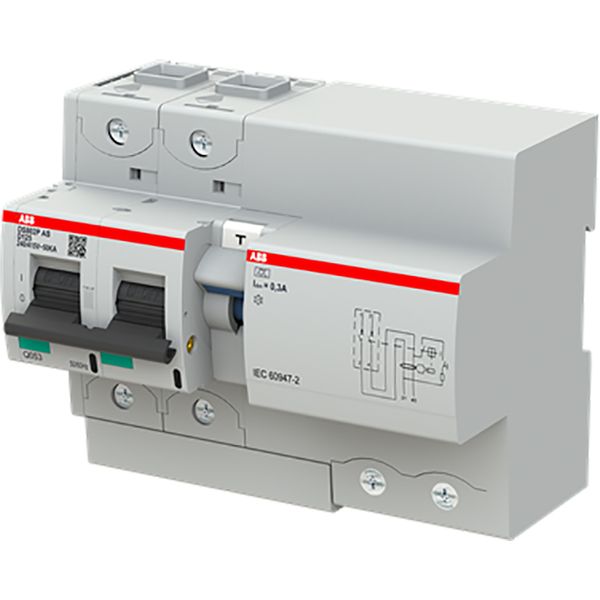 Residual current breaker RCBO DS800 range 50kA, 2P, curve D, 125A, 300 image 1