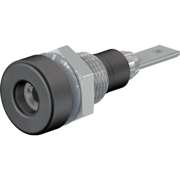 2 mm socket, flat plug connection, mounting Ø 6.4 mm, black, 23.0030-21 image 1