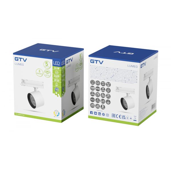 LUMEO Track Spotlight, LED, 24W, 2400lm, CCT, AC180-250V, 50°, CRI90+, white image 1