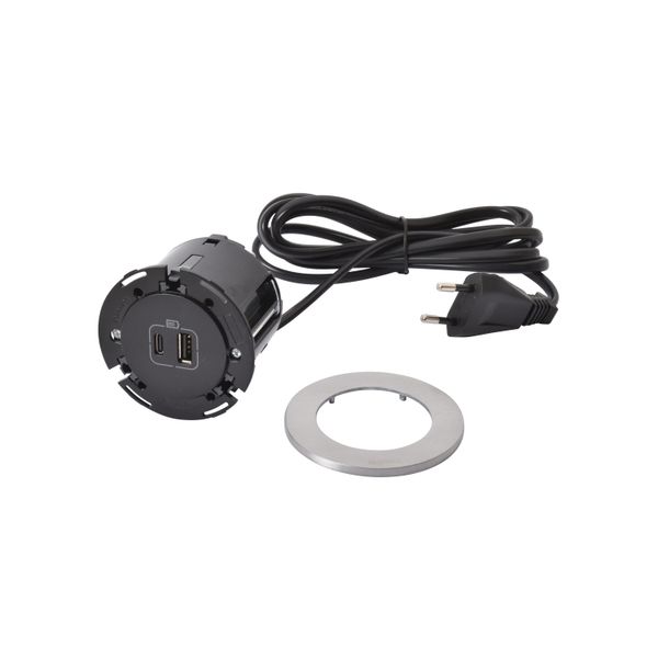 DISQ 60 1 USB A+C BLACK-METAL WITH CORD 2M FR/SCH PLUG image 1