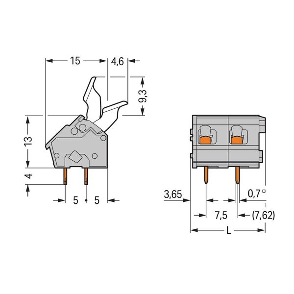 PCB terminal block finger-operated levers 2.5 mm² gray image 3