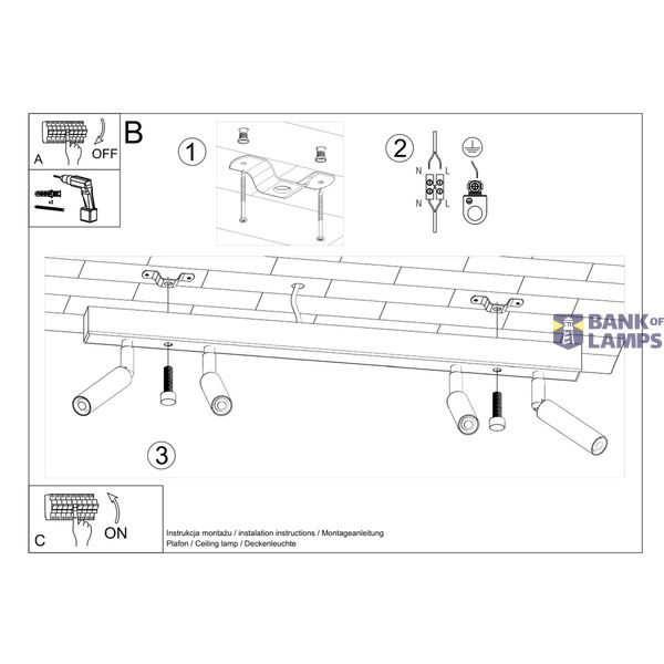 CEILING LAMP EYETECH 4 BLACK G9 4X40W IP20 image 5