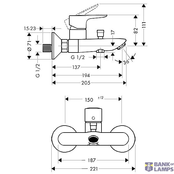 Talis E bath mixer, matte black image 2