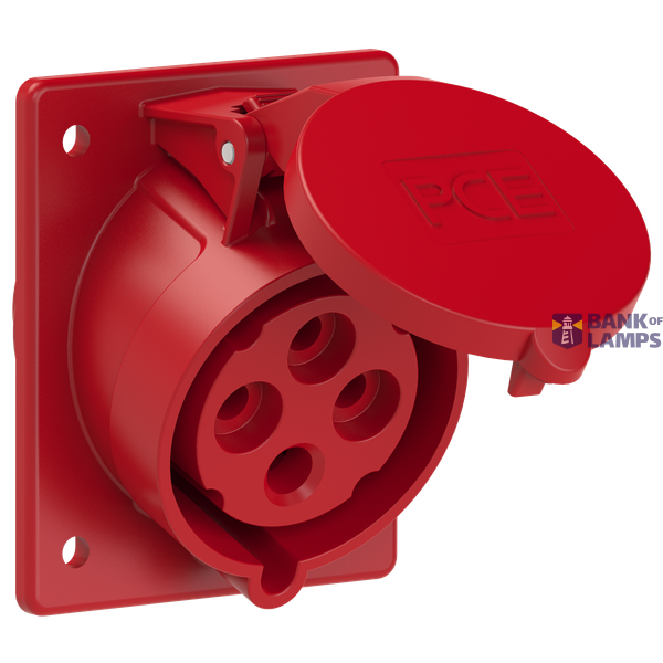 Angled panel socket 32A 4P 400V 6h IP44 image 1