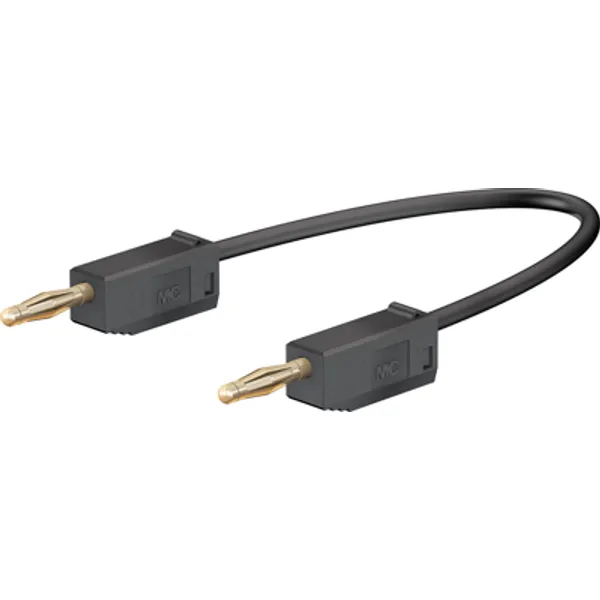 Measuring lead with (2 mm plug, spring-loaded, straight) to (2 mm plug, spring-loaded, straight), 300 mm, black, PVC, 0.5 mm², CAT O, 28.0039-03021 image 1