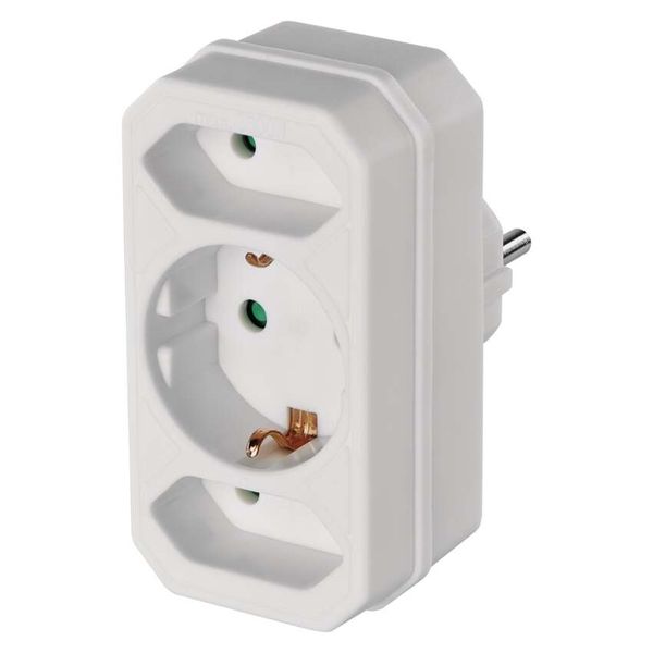 Multiple Socket SCHUKO 2× rectangular + 1× round, white image 1