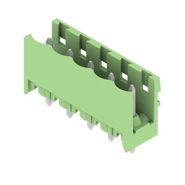 PCB plug-in connector, male header, open side, THT solder connection, 5.08 mm, Number of poles: 5, 180°, Solder pin length (l): 3.2 mm, tinned, Pale green, Box image 2