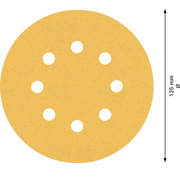 EXPERT C47 Sandpaper with 8 holes for Random Orbital Sanders 125 mm, G 12 5-pc image 2