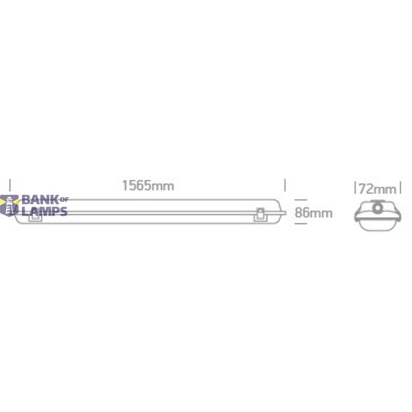 IP65 FOR 1xT8 LED TUBE 1500mm PC/PC image 2