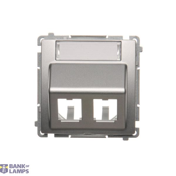 Double angled cover for ICT sockets for "Panduit" with descriptive field, (module), Silver matt, metalic image 1