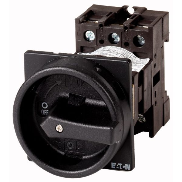 P1-32/V/SVB-SW/N/HI11 Main switch, P1, 32 A, rear mounting, 3 pole + N, 1 N/O, 1 N/C, STOP function, With black rotary handle and locking ring, Lockable in the 0 (Off) posi image 1