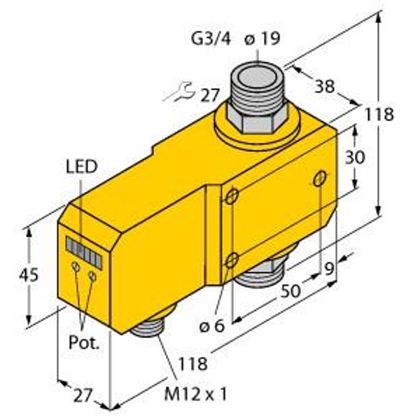 Flow Monitoring Inline Sensor with Integrated Processor   FCI-D20A4P-LIX-H1141 image 1