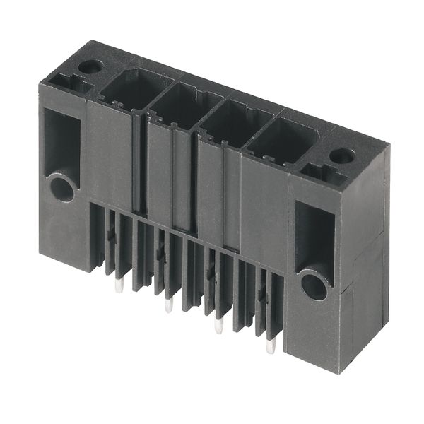 PCB plug-in connector, male header, Clip-on flange, THT solder connection, 7.62 mm, Number of poles: 9, 180°, Solder pin length (l): 3.5 mm, tinned, black, Box image 2