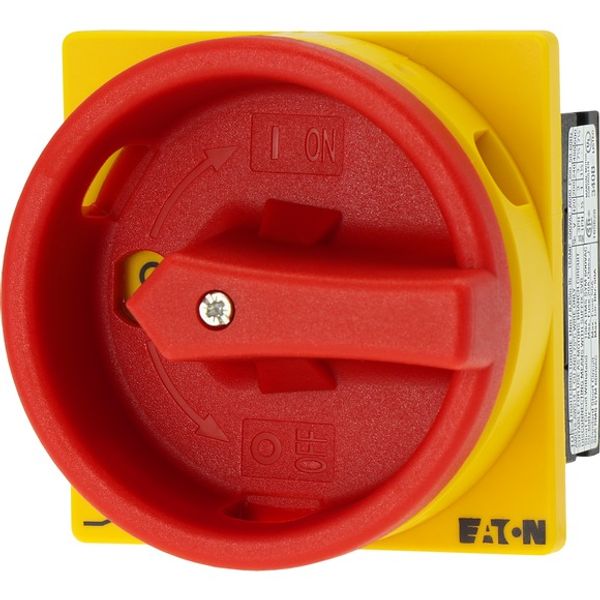 T0-1-102/E/SVB Main switch, T0, 20 A, flush mounting, 1 contact unit(s), 2 pole, Emergency switching off function, With red rotary handle and yellow locking ring image 4
