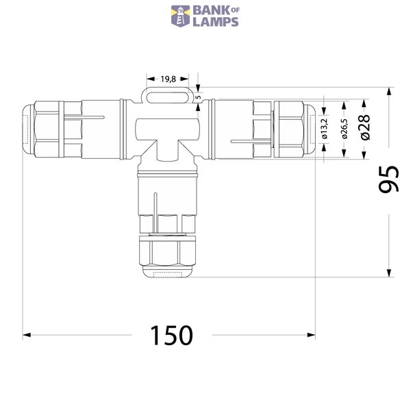 Cable connector SZPN 293X-3T, T-piece, 3x1.5, 250V, 16A, IP68 image 2