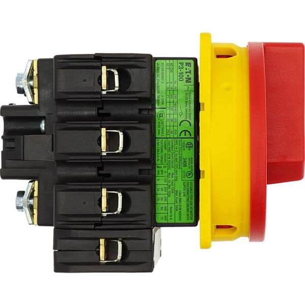 P3-100/EA/SVB/N Main switch, P3, 100 A, flush mounting, 3 pole + N, Emergency switching off function, With red rotary handle and yellow locking ring, Lockable in the image 10