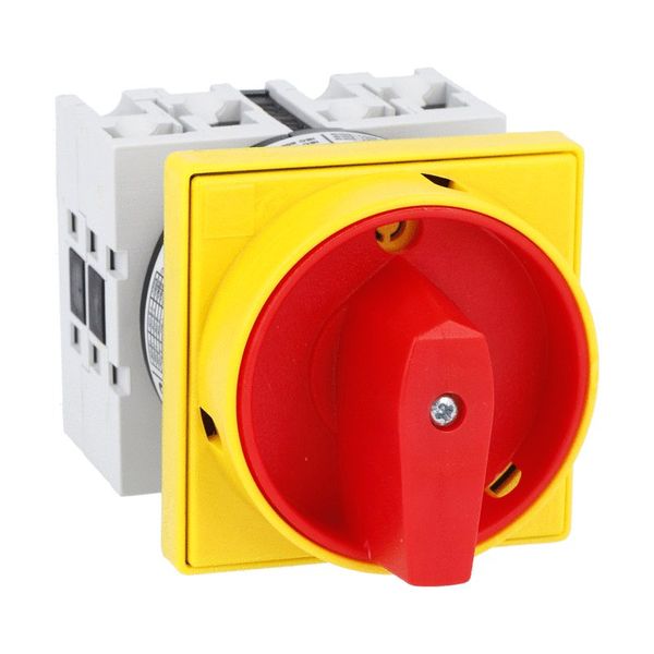 Rotary cam switch GX series, ON-OFF switch 3 poles 32A, for front mounting with red/yellow handle padlockable in 0 and protection covers, front plate 65X65mm image 1