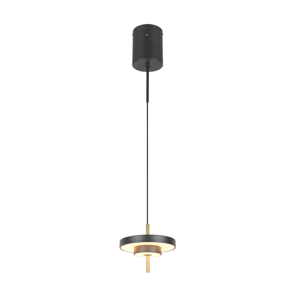Keaton LED pendant 1-pc 20 cm matt black/brass image 1