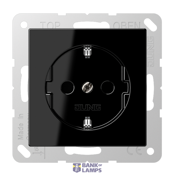 SCHUKO socket, 16 A 250 V ~, integrated increased contact protection, SAFETY+, Duroplast, Series A, black image 1