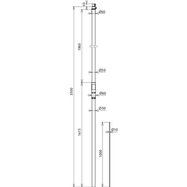 Supp. tube D 50mm L 3500mm GRP/Al w. air-term. rod D 10mm L 1000mm image 2